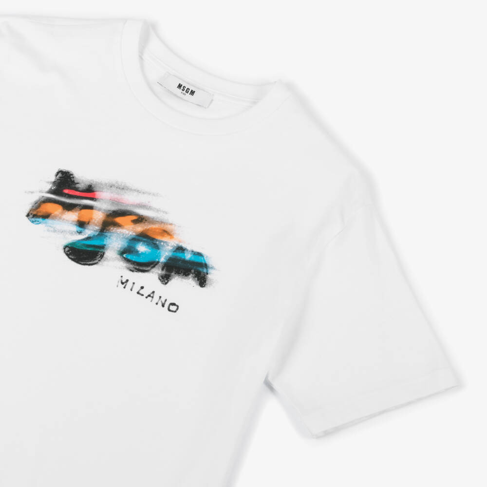 MSGM-Boys Classic White Cotton Tee | Childrensalon Outlet
