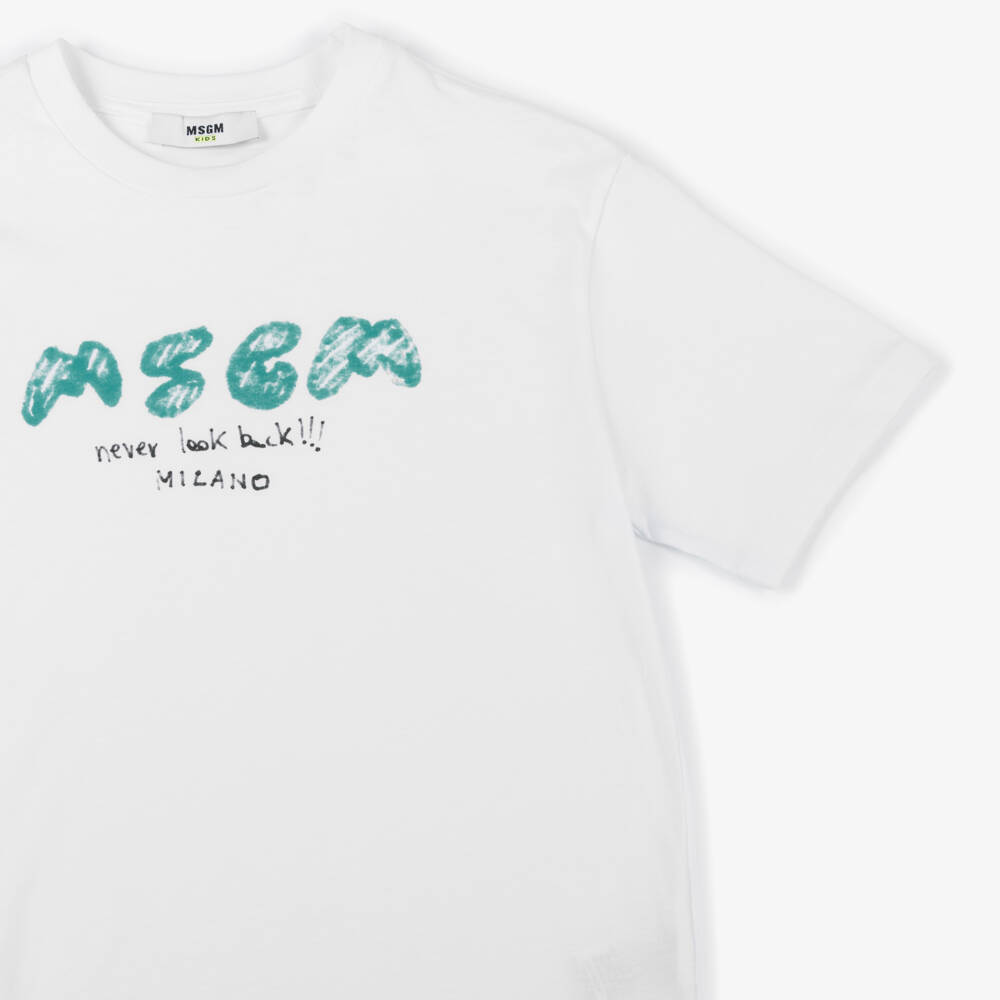 MSGM-Boys Classic White Jersey Tee | Childrensalon Outlet