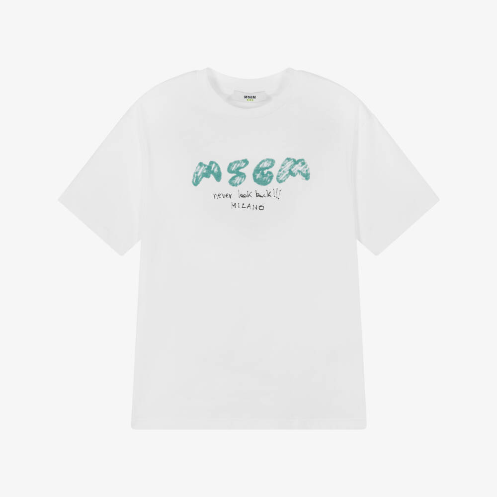 MSGM-Boys Classic White Jersey Tee | Childrensalon Outlet