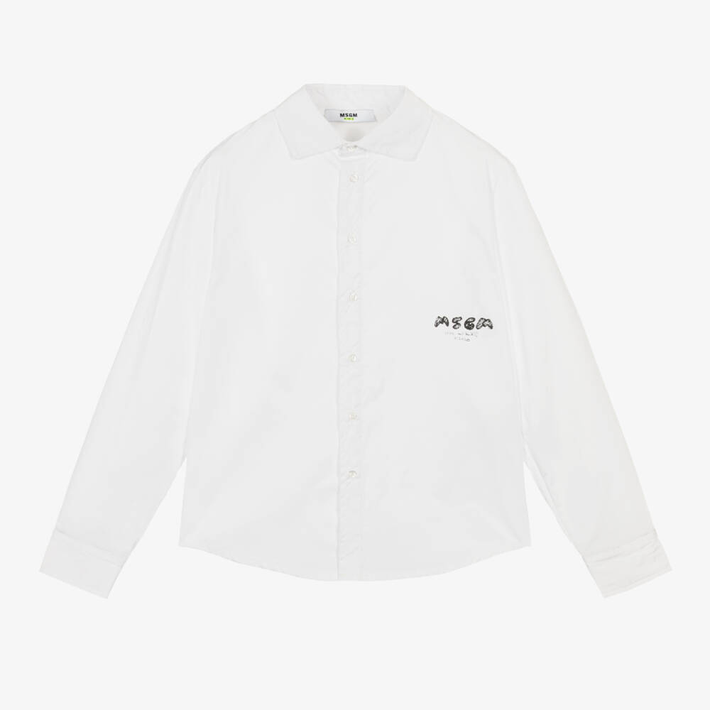 MSGM-Классическая белая рубашка из поплина для мальчиков | Childrensalon Outlet