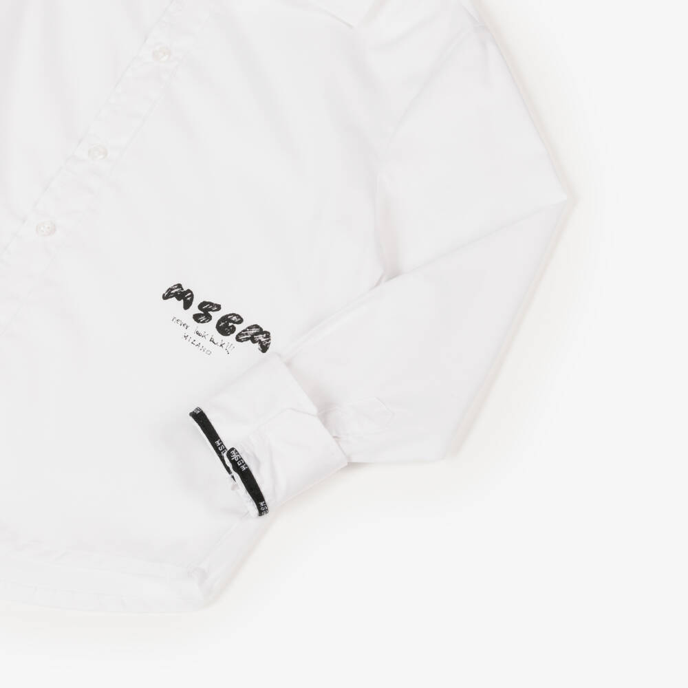 MSGM-Boys Classic White Poplin Shirt | Childrensalon Outlet