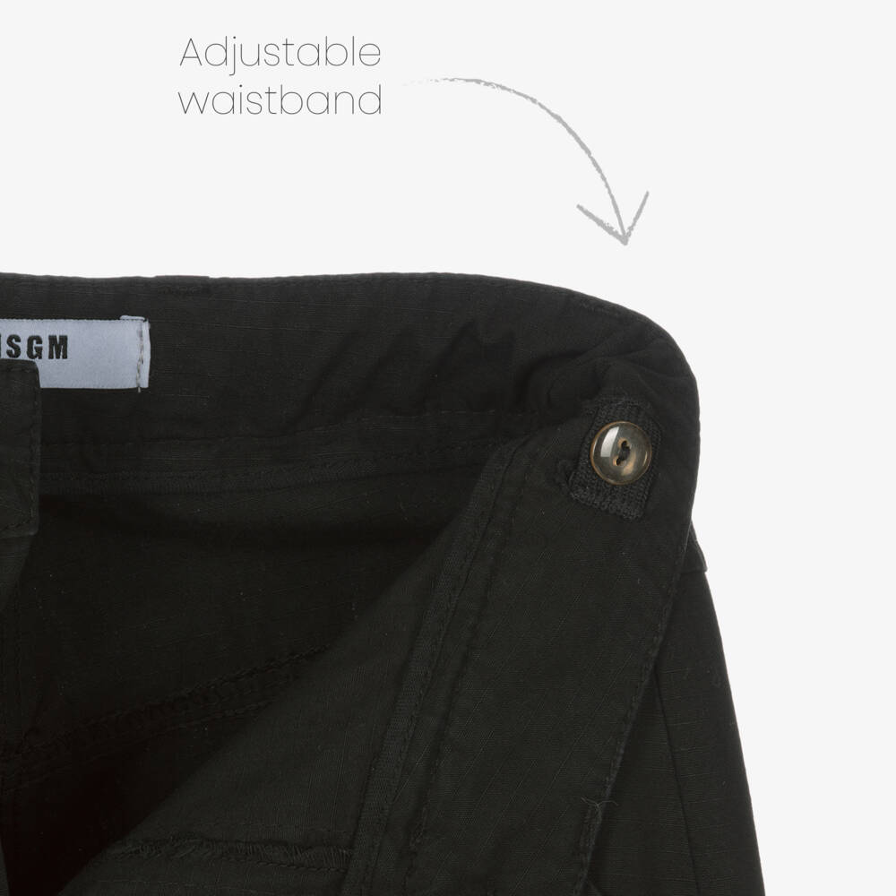 MSGM-Boys Cotton Black Cargo Pants | Childrensalon Outlet