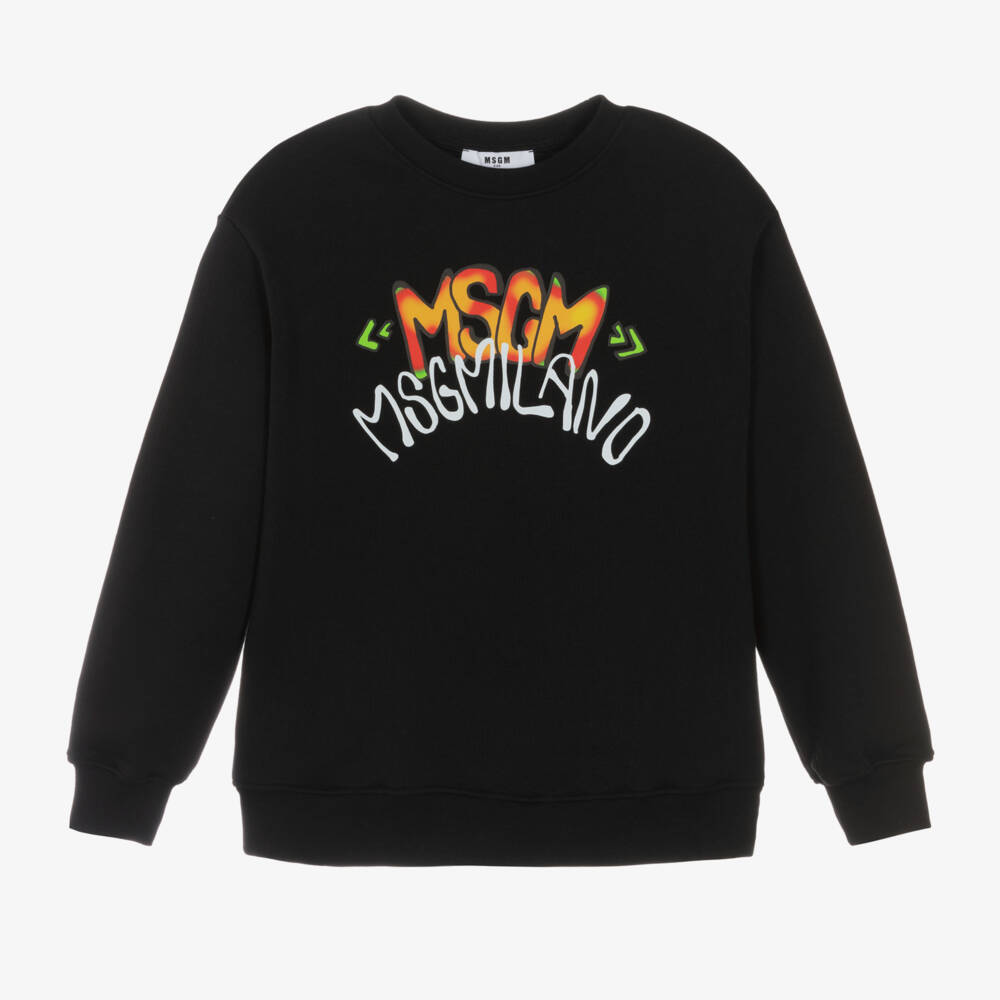MSGM-Boys Cotton Black Logo Jumper | Childrensalon Outlet