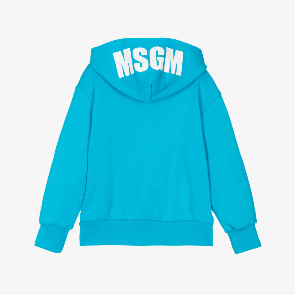 MSGM-Boys Cotton Blue Hooded Jacket | Childrensalon Outlet