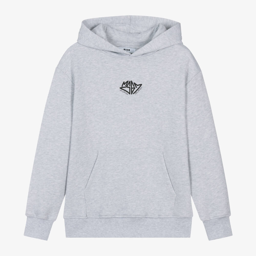 MSGM-Boys Cotton Hoodie in Grey | Childrensalon Outlet