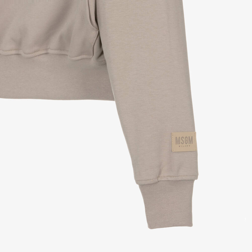 MSGM-Boys Cozy Beige Cotton Pullover | Childrensalon Outlet