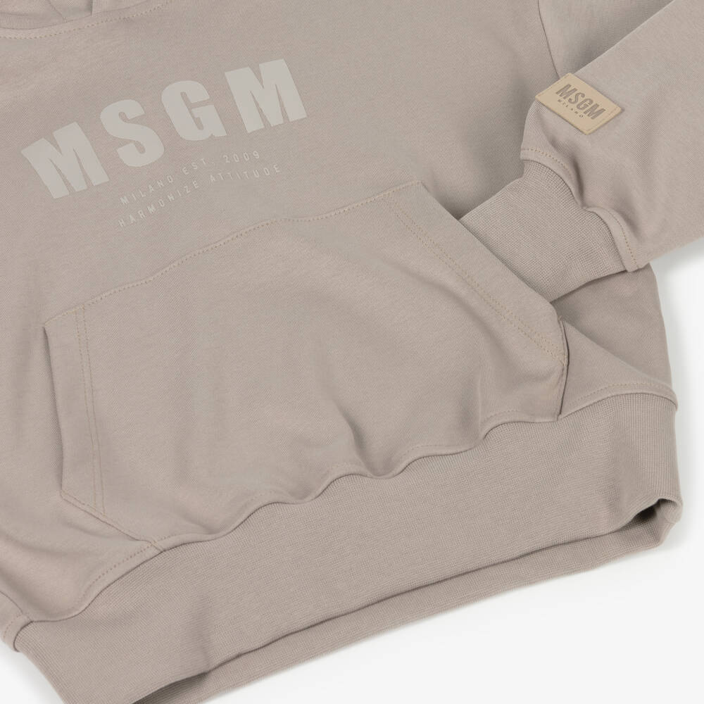 MSGM-Boys Cozy Beige Cotton Pullover | Childrensalon Outlet