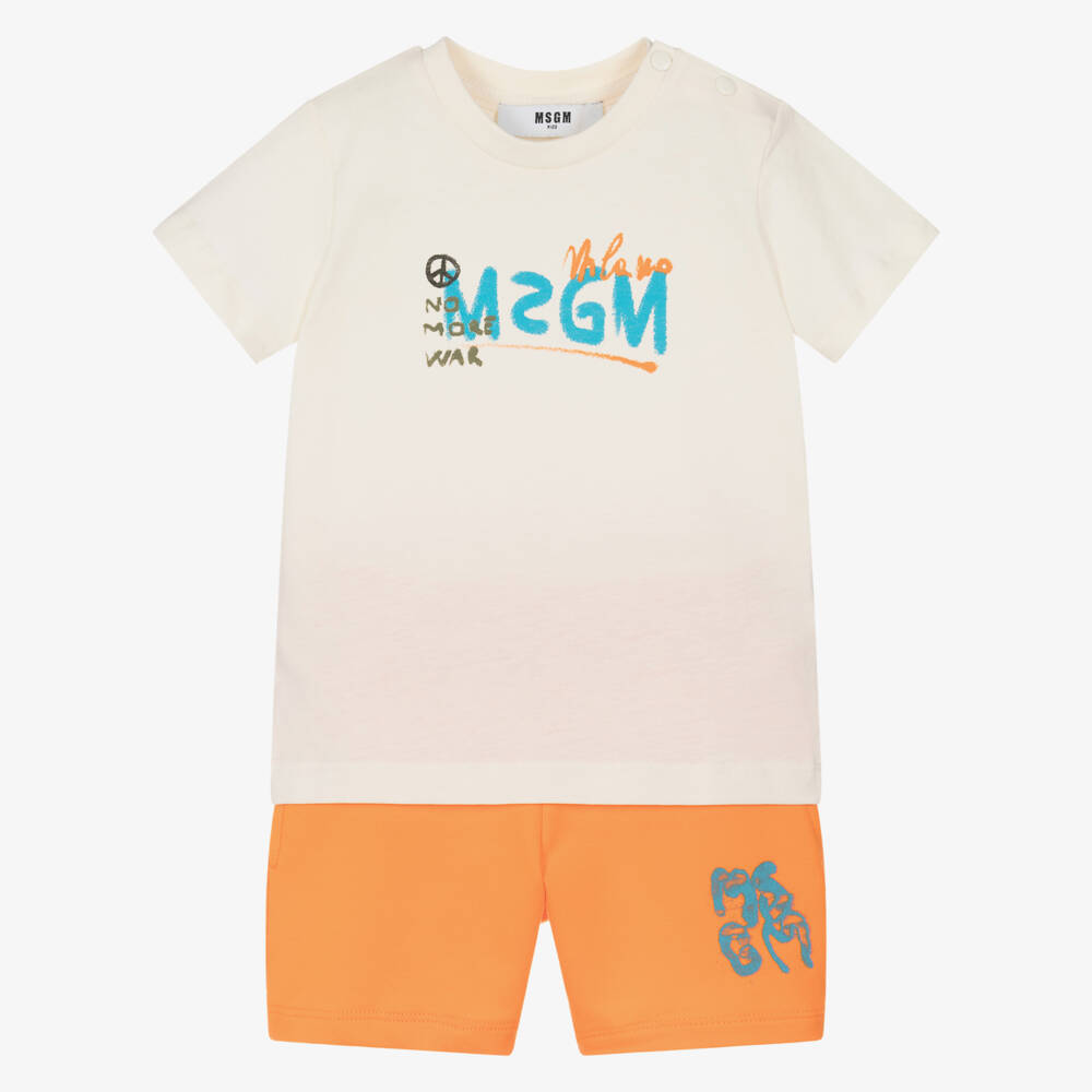 MSGM-طقم قطني بلون الكريم واليوسفي للأولاد | Childrensalon Outlet