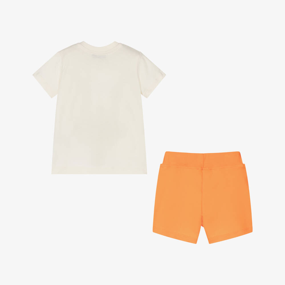 MSGM-Boys Cream & Tangerine Cotton Ensemble | Childrensalon Outlet