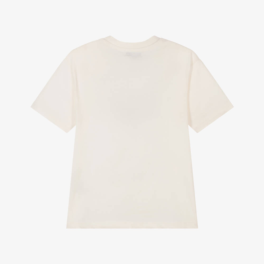 MSGM-Boys Creamy Graphic Tee | Childrensalon Outlet