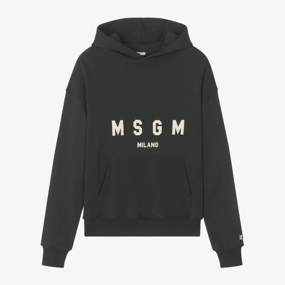 MSGM-Boys Dark Charcoal Logo Hoodie | Childrensalon Outlet