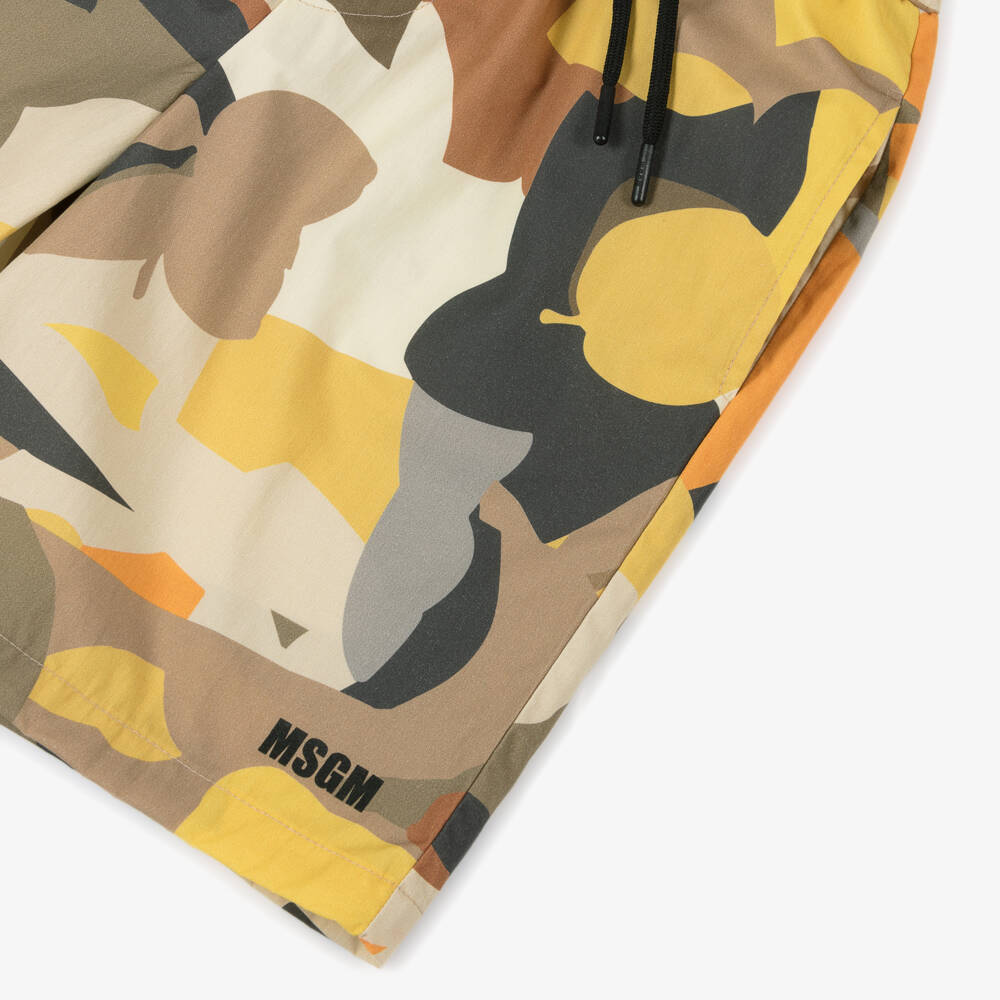 MSGM-Boys Earthy Camouflage Cotton Shorts | Childrensalon Outlet