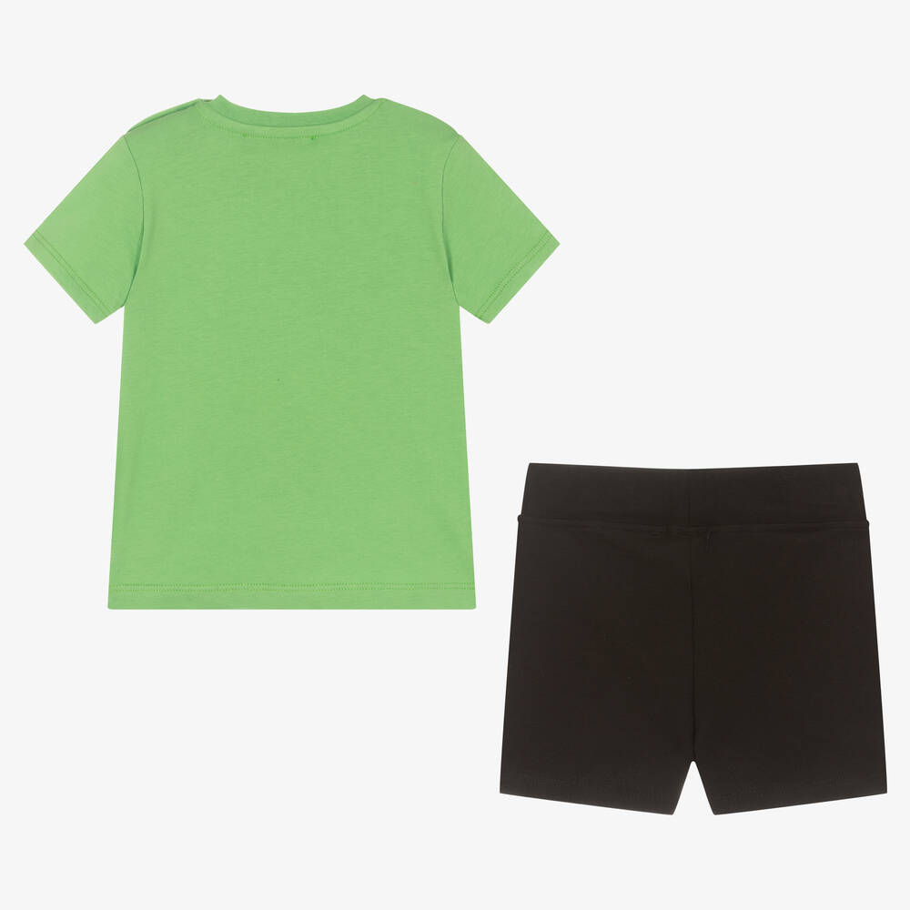 MSGM-Зеленая футболка и черные шорты | Childrensalon Outlet