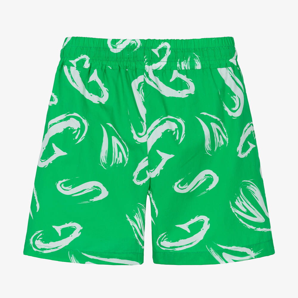 MSGM-Boys Green Brushed Letter Print Shorts | Childrensalon Outlet