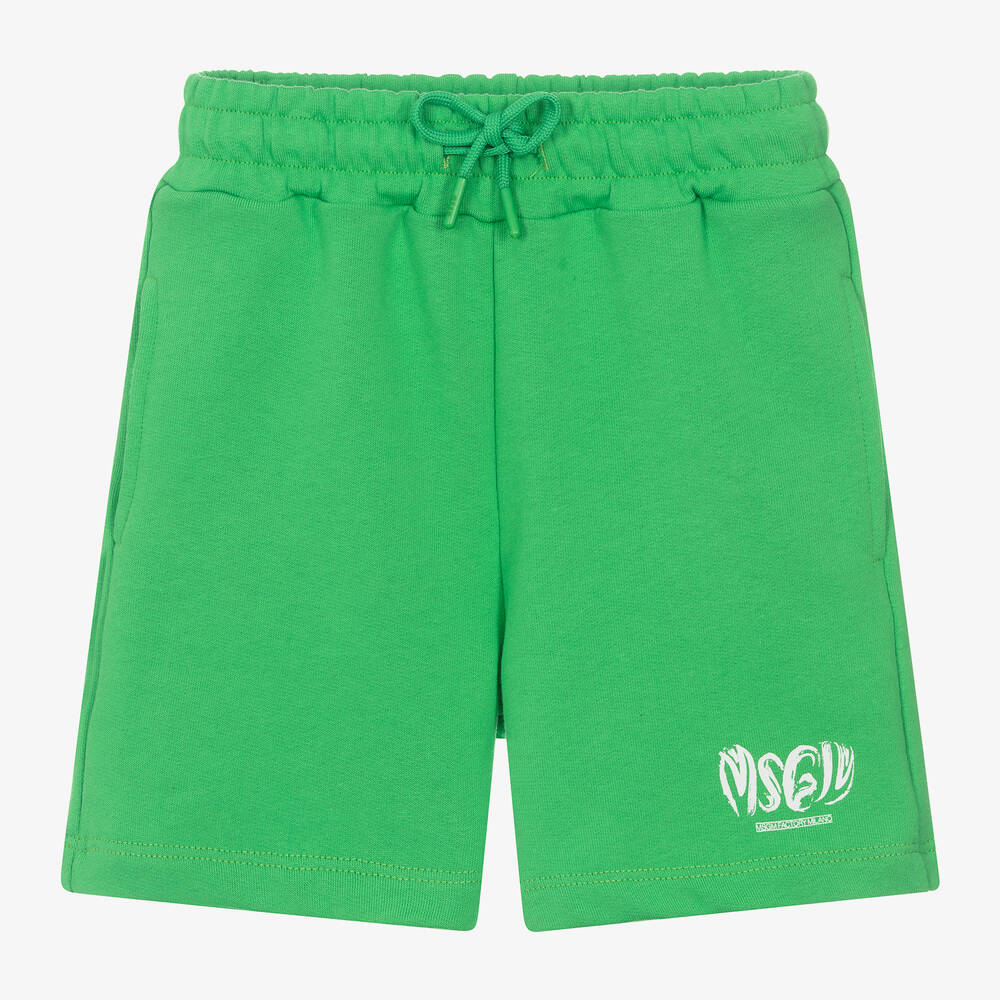 MSGM-Boys Green Cotton Jersey Shorts | Childrensalon Outlet