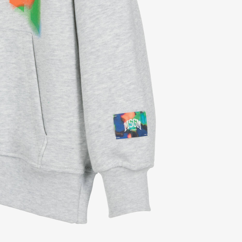 MSGM-Boys Grey Cotton Hoodie | Childrensalon Outlet