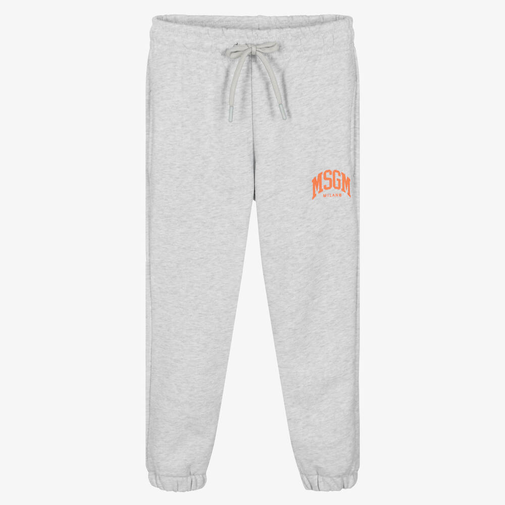 MSGM-Boys Grey Cotton Joggers | Childrensalon Outlet