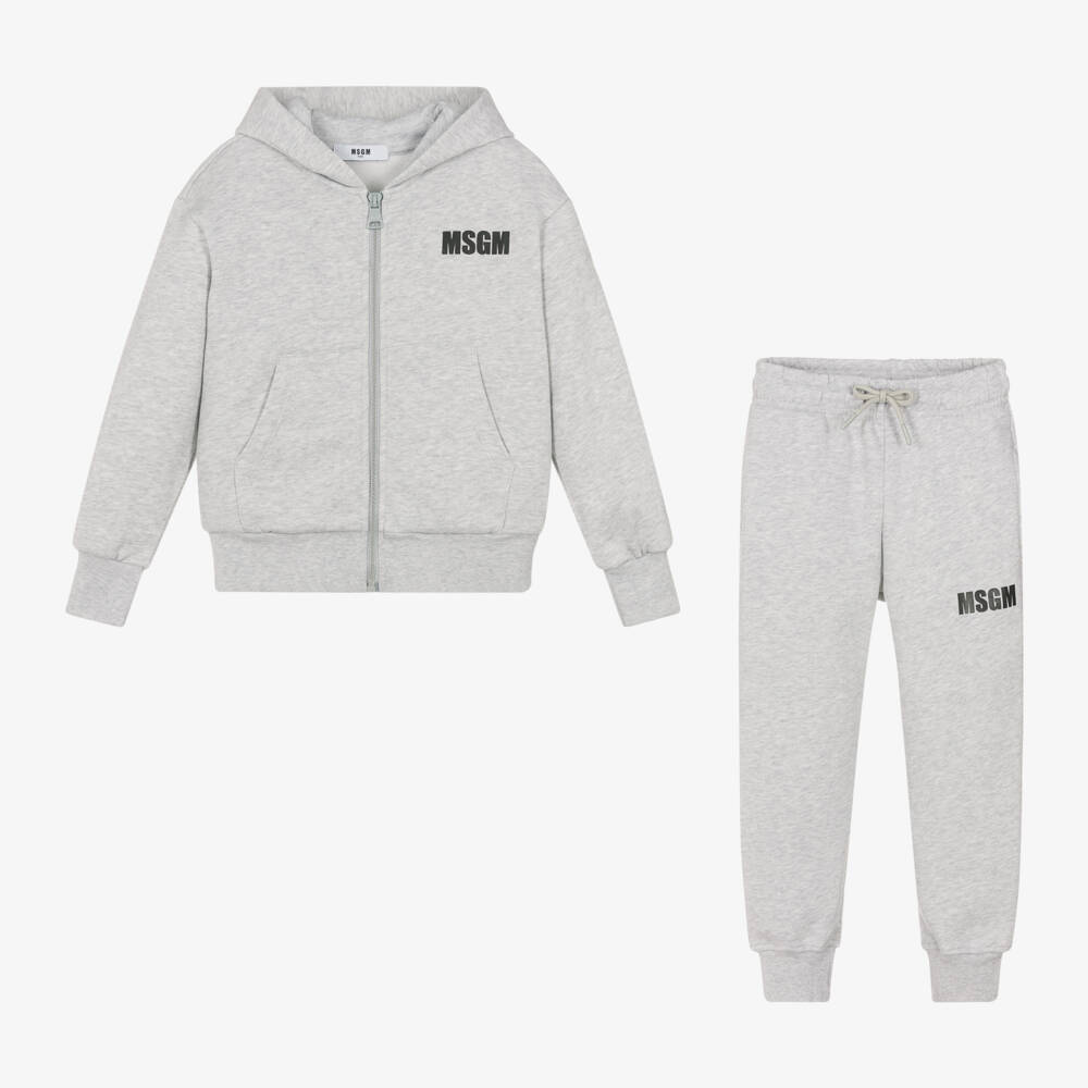 MSGM-Boys Grey Logo Zip Tracksuit | Childrensalon Outlet