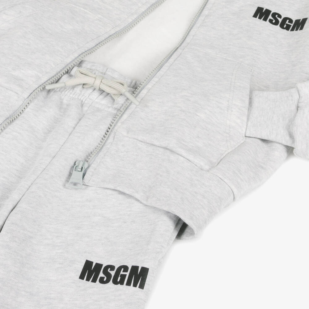 MSGM-Boys Grey Logo Zip Tracksuit | Childrensalon Outlet