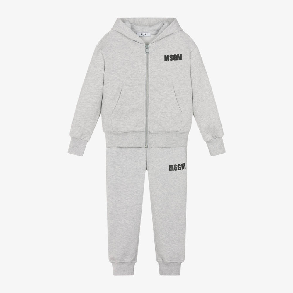 MSGM-Boys Grey Logo Zip Tracksuit | Childrensalon Outlet
