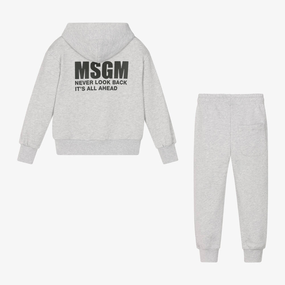 MSGM-Boys Grey Logo Zip Tracksuit | Childrensalon Outlet
