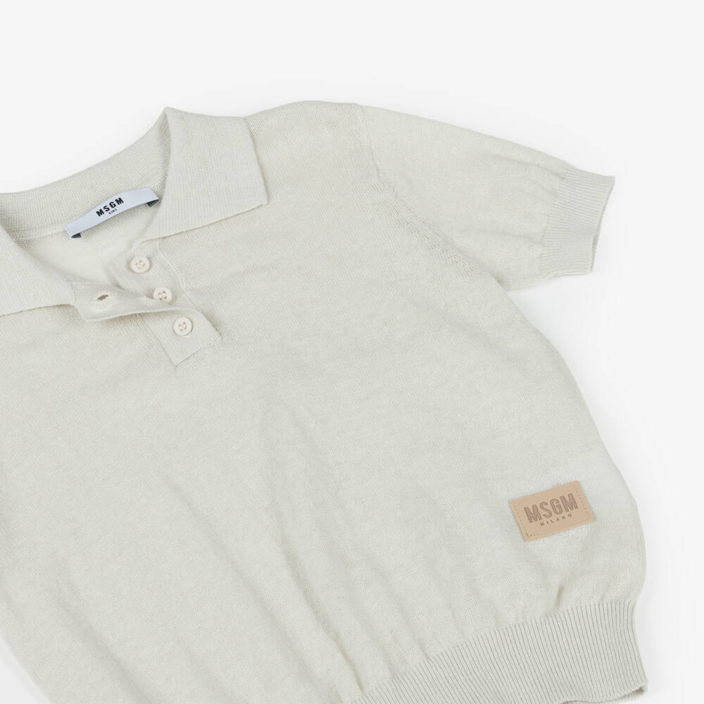 MSGM-Boys Grey Soft Knit Polo | Childrensalon Outlet