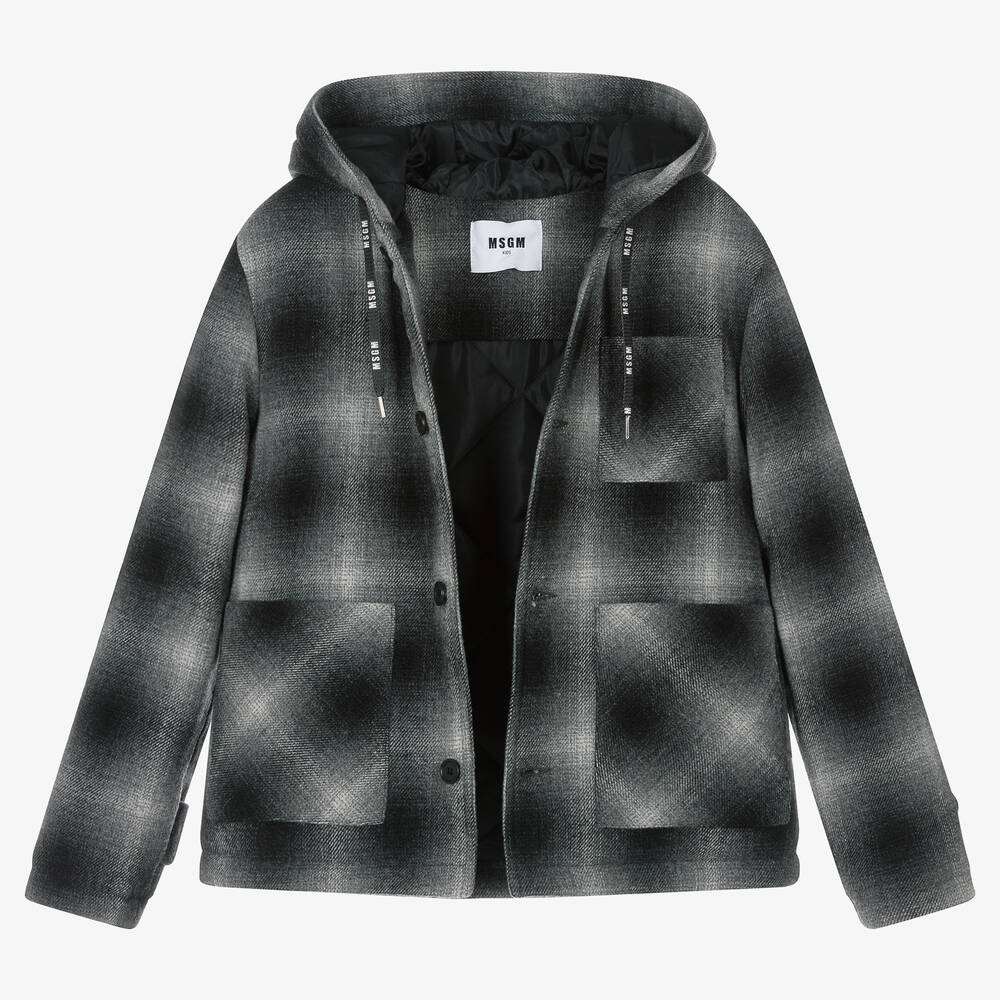 MSGM-Серо-белая куртка в клетку | Childrensalon Outlet