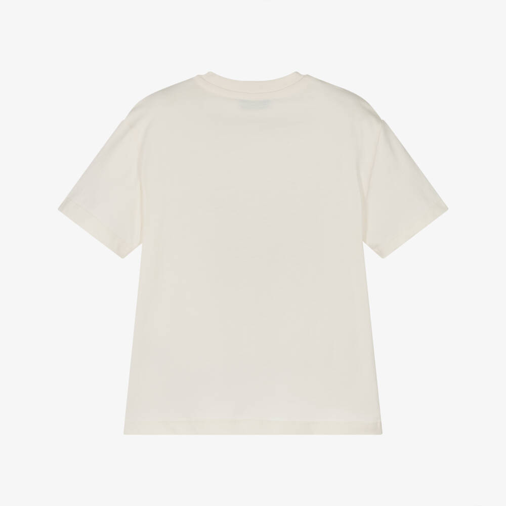 MSGM-تيشيرت قطني أبيض برسومات للأولاد | Childrensalon Outlet