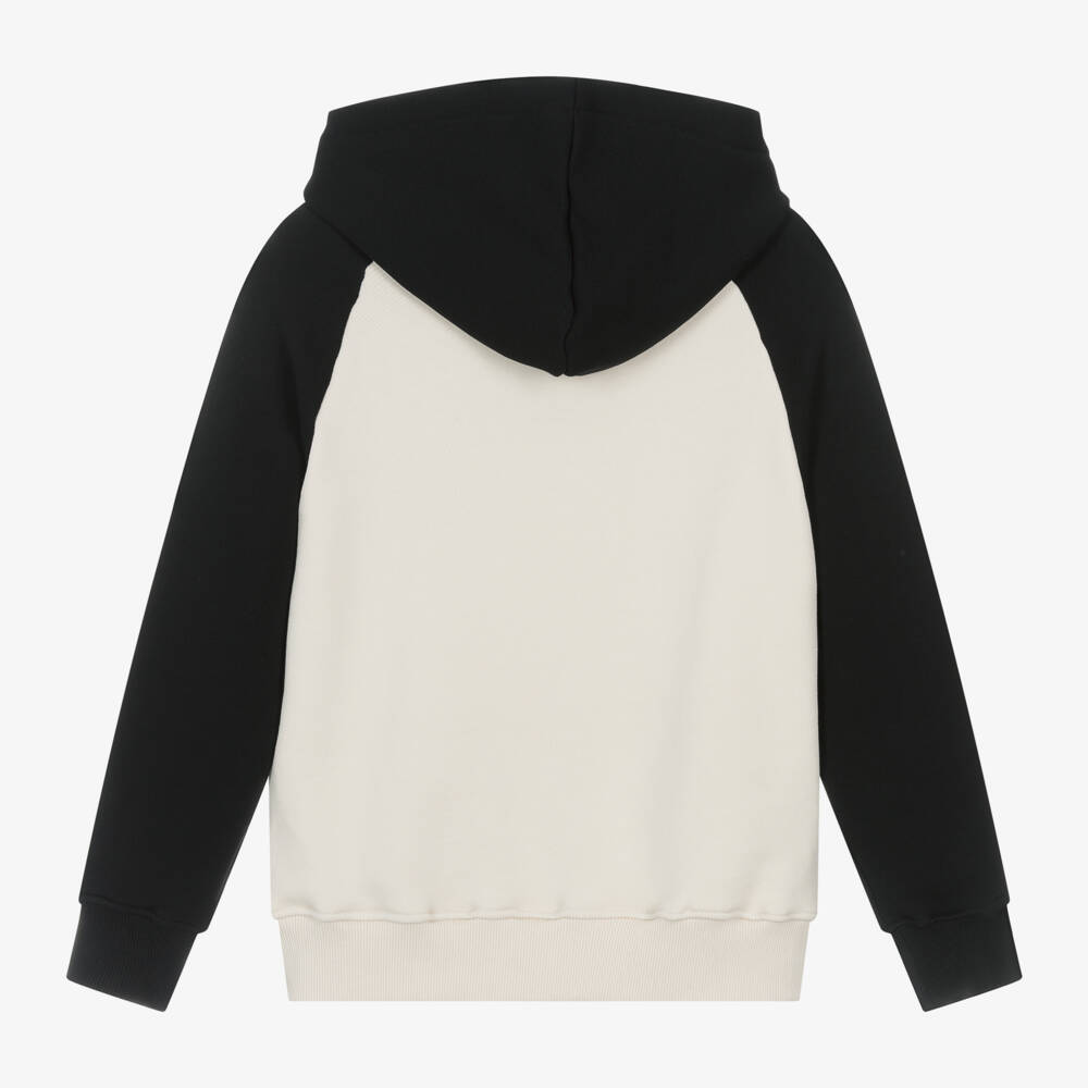 MSGM-Boys Ivory Cotton Hoodie | Childrensalon Outlet