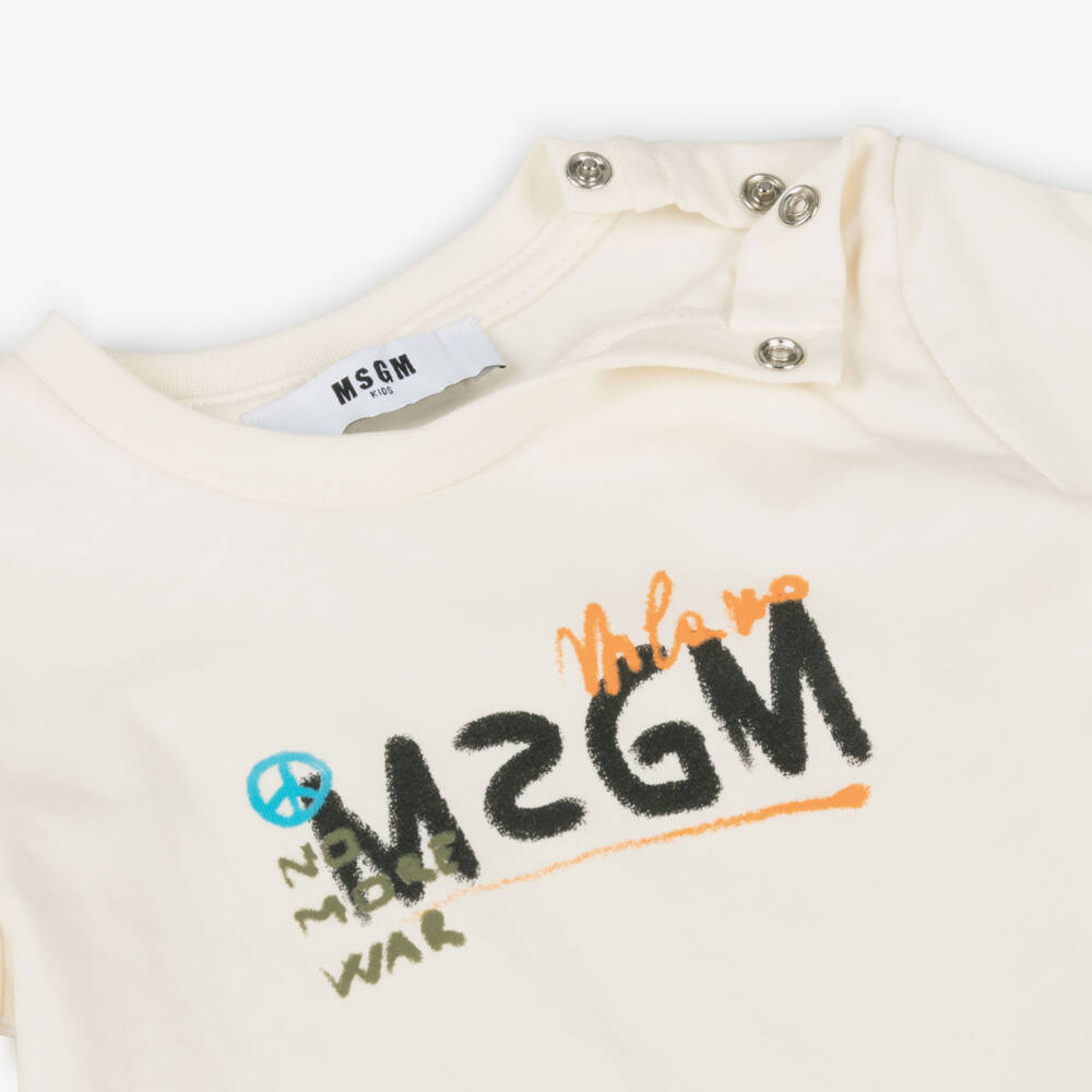 MSGM-Boys Ivory & Ebony Cotton Ensemble | Childrensalon Outlet