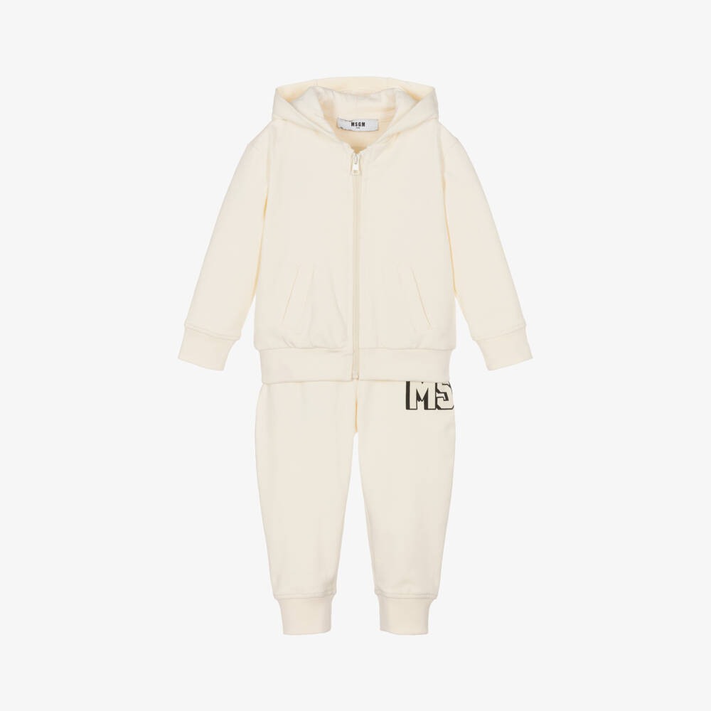 MSGM-بدلة رياضية أطفال ولادي قطن جيرسي لون عاجي | Childrensalon Outlet