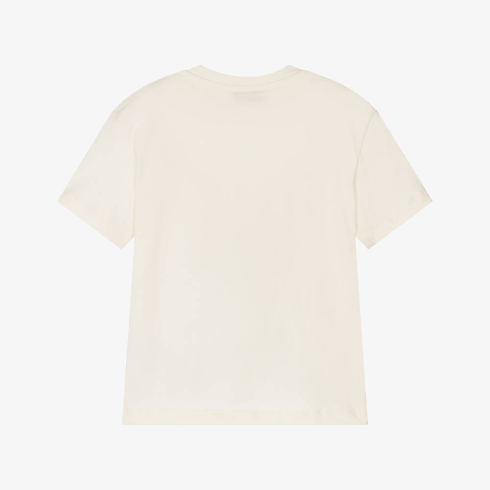 MSGM-Boys Ivory Logo Cotton Tee | Childrensalon Outlet