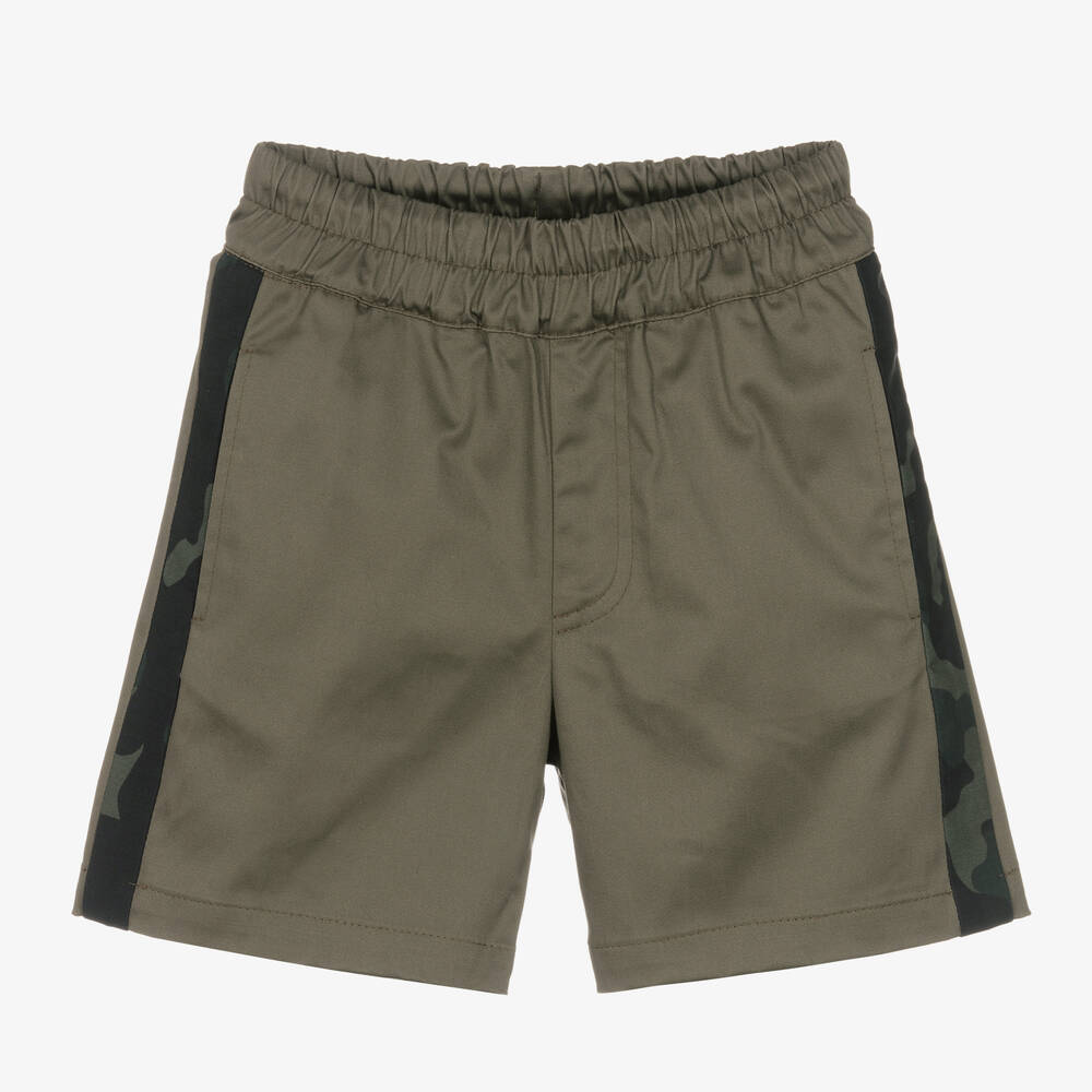 MSGM - Boys Khaki Green Cotton Shorts | Childrensalon