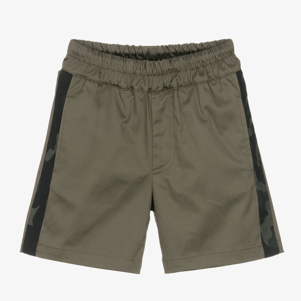 MSGM-Boys Khaki Green Cotton Shorts | Childrensalon Outlet