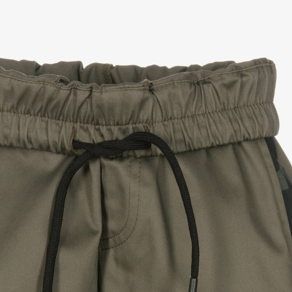 MSGM - Boys Khaki Green Cotton Shorts | Childrensalon Outlet