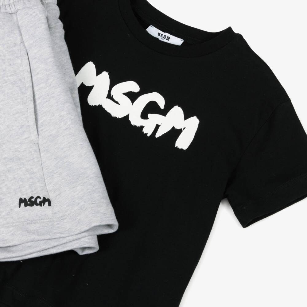 MSGM-Boys Monochrome Brushstroke Shorts Set | Childrensalon Outlet
