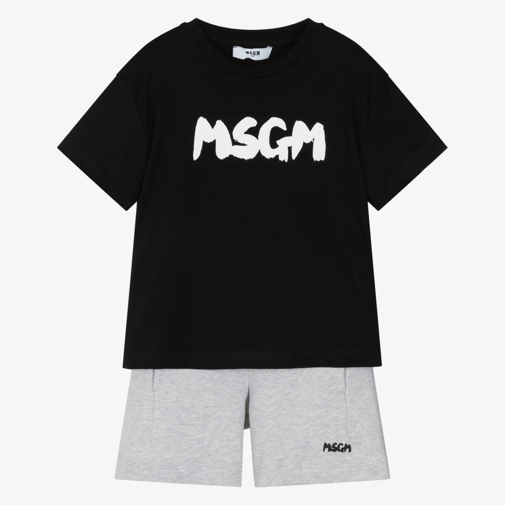 MSGM-طقم شورتات بالأبيض والأسود للأولاد | Childrensalon Outlet