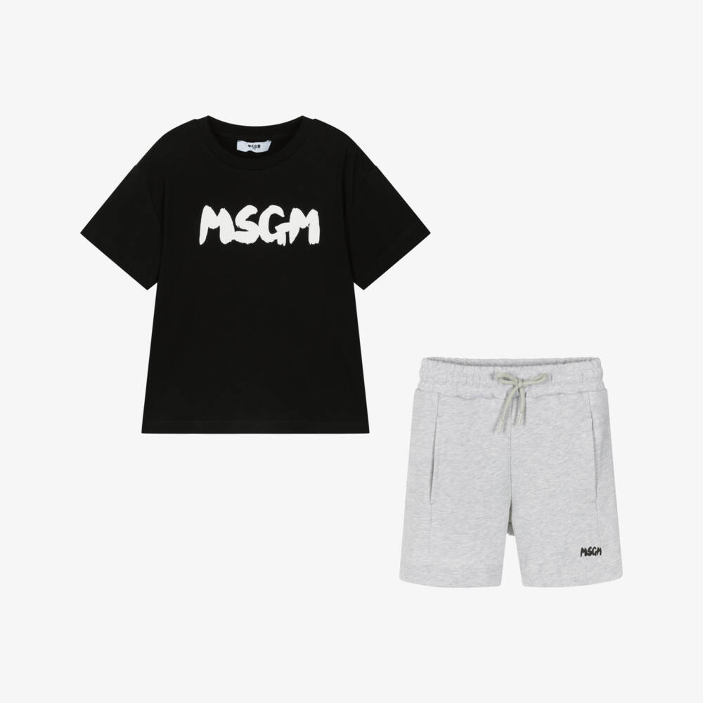 MSGM-Boys Monochrome Brushstroke Shorts Set | Childrensalon Outlet