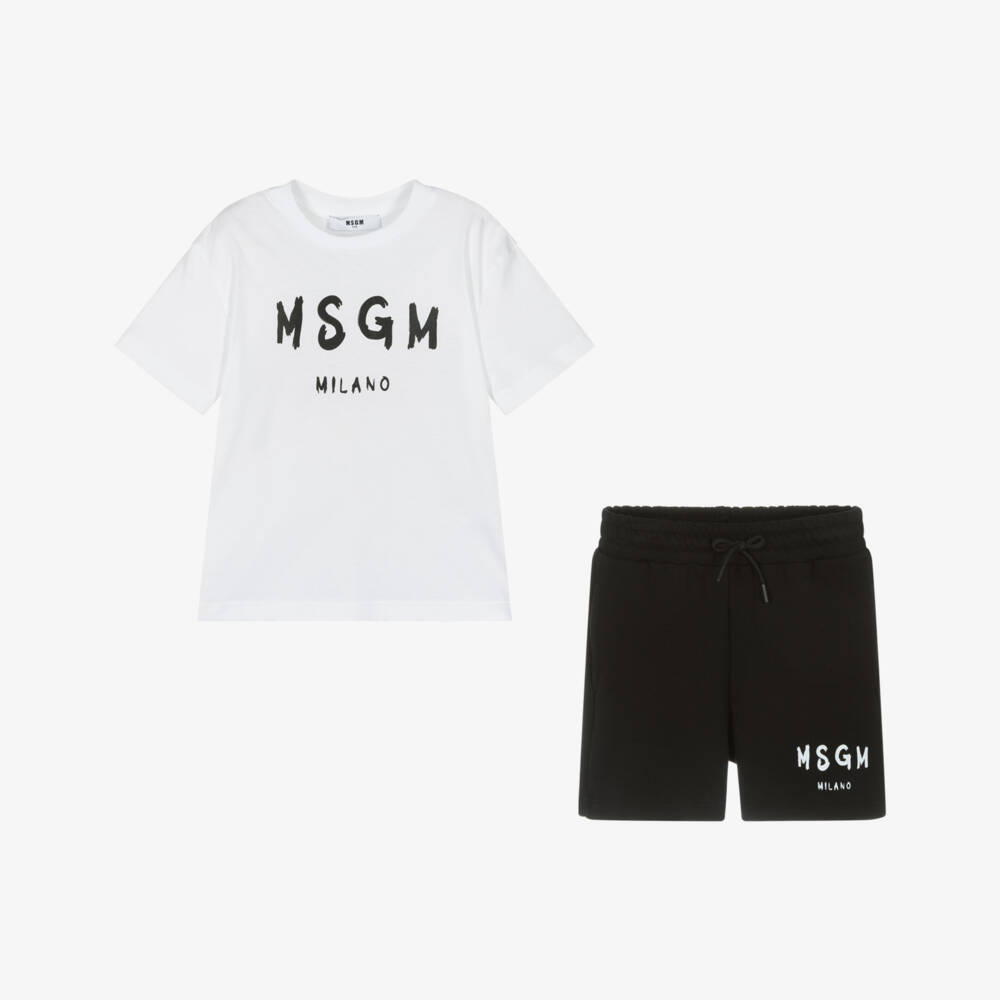 MSGM-Boys Monochrome Graphic Tee & Shorts | Childrensalon Outlet