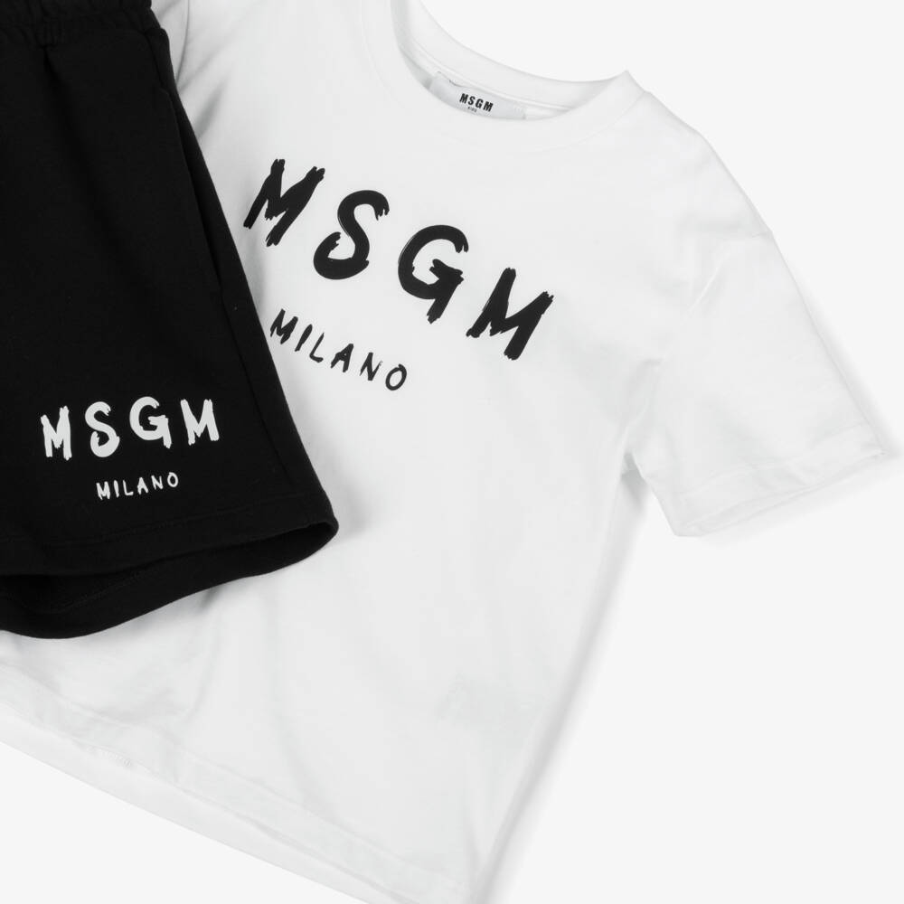 MSGM-Boys Monochrome Graphic Tee & Shorts | Childrensalon Outlet