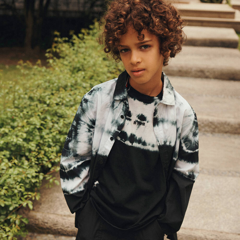 MSGM-Boys Onyx Tie-Dye Cotton Tee | Childrensalon Outlet