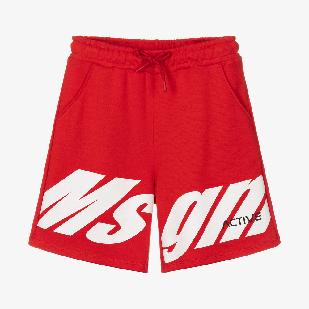 MSGM - Boys Red Cotton Shorts | Childrensalon