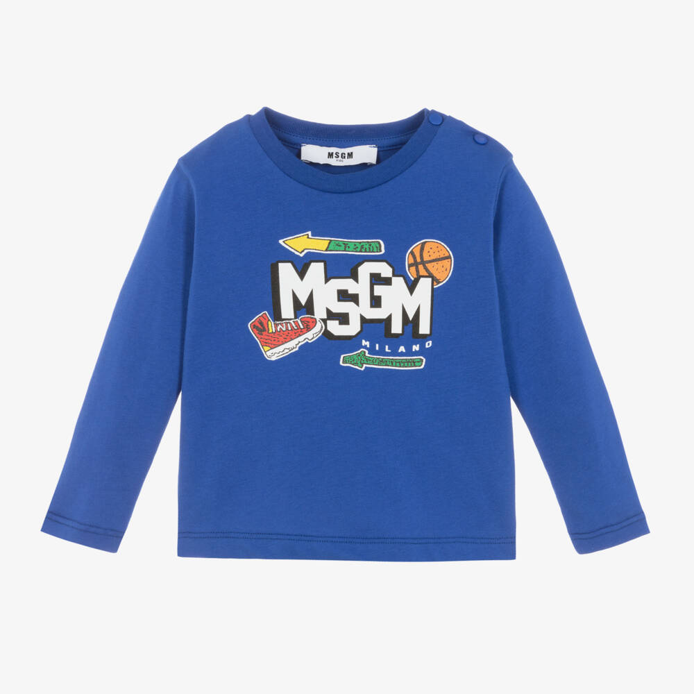 MSGM-Boys Royal Blue Cotton Top | Childrensalon Outlet