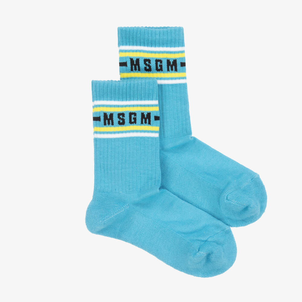 MSGM-Boys Sky Blue Knit Socks | Childrensalon Outlet