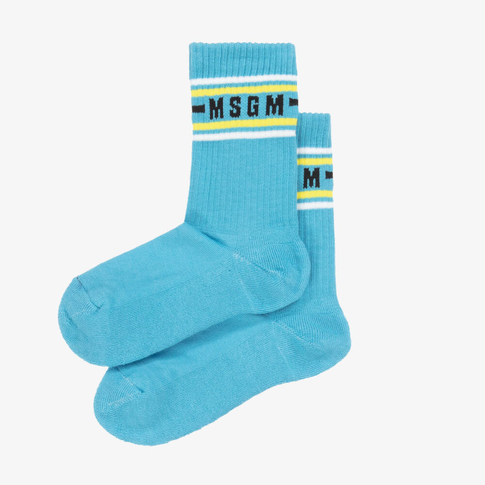 MSGM-Boys Sky Blue Knit Socks | Childrensalon Outlet