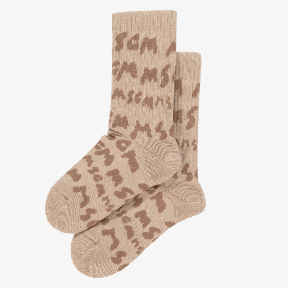 MSGM-Boys Soft Beige Knit Socks | Childrensalon Outlet