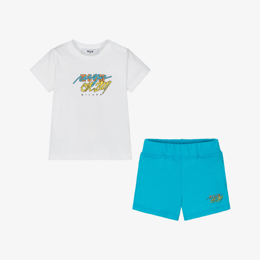 MSGM-Boys Soft Cotton Blue & White Outfit | Childrensalon Outlet