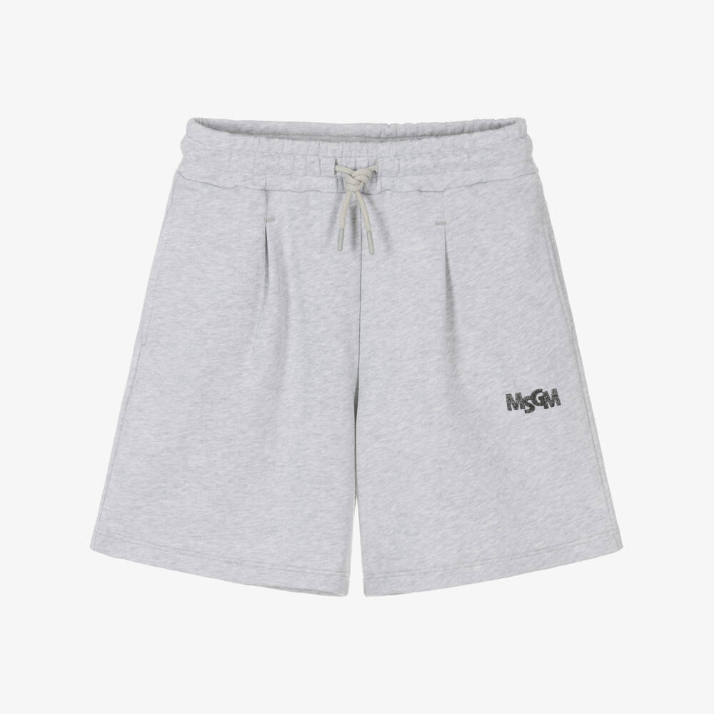 MSGM-Boys Soft Grey Cotton Shorts | Childrensalon Outlet