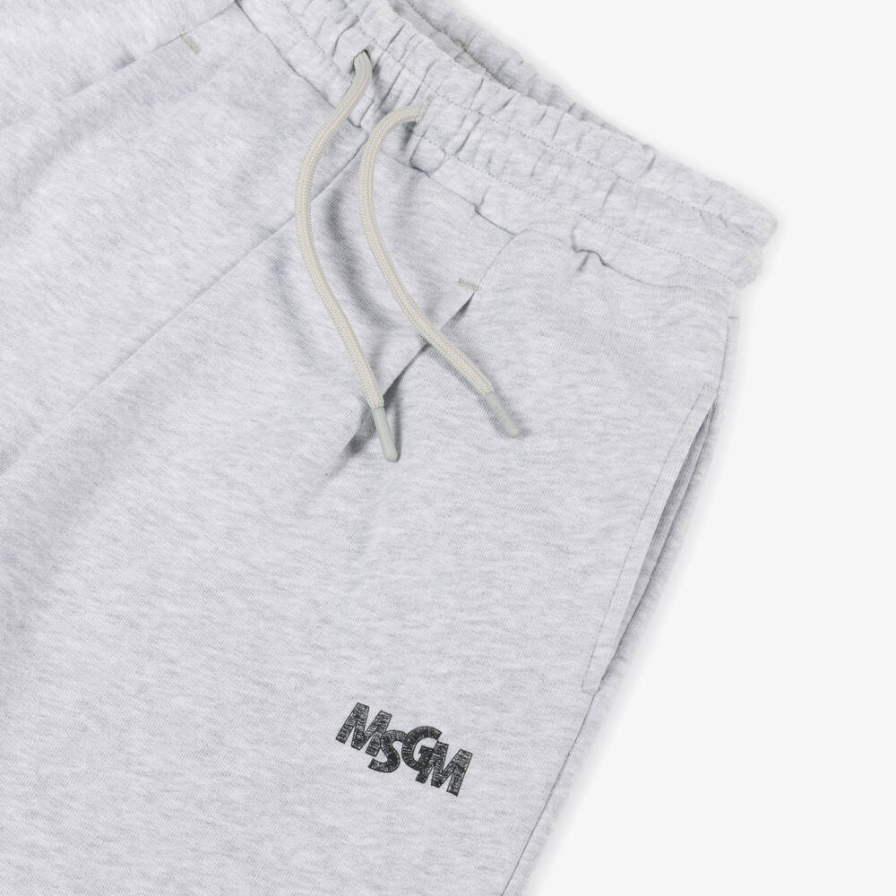 MSGM-Boys Soft Grey Cotton Shorts | Childrensalon Outlet