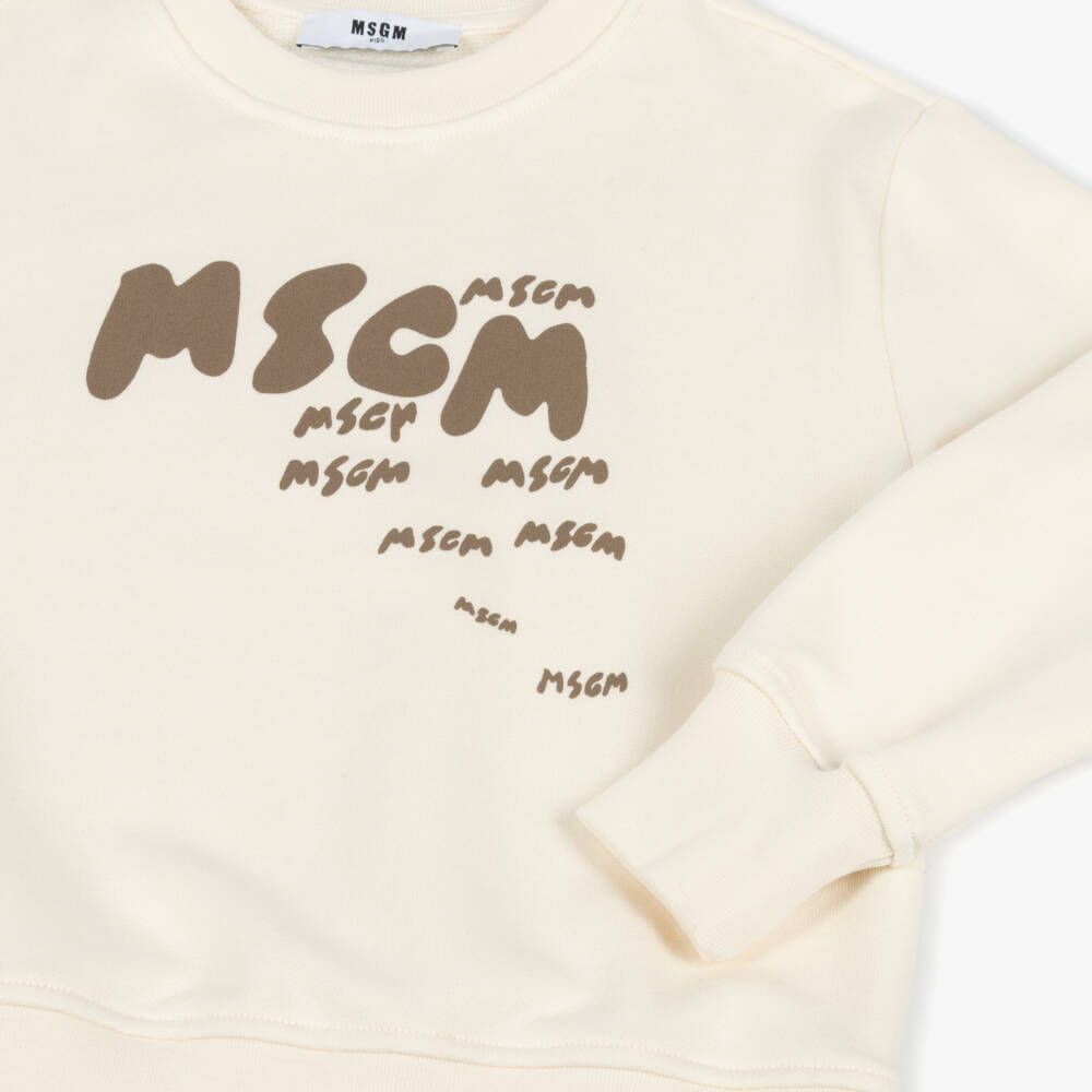 MSGM-Boys Soft Ivory Cotton Top | Childrensalon Outlet